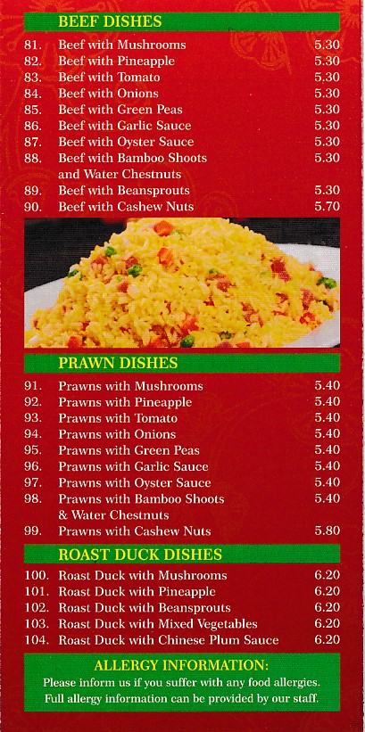 Menu of Diamond House Chinese in Church Village, Pontypridd