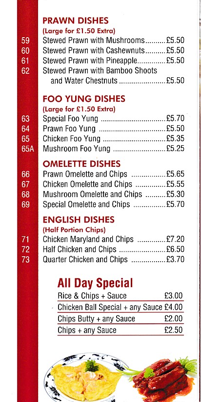 Menu of Golden House,Chinese Takeaway Penygraig Tonypandy