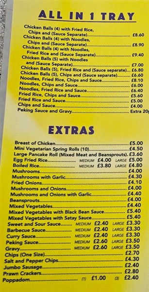 Menu of Jade Garden Chinese in Tonypandy